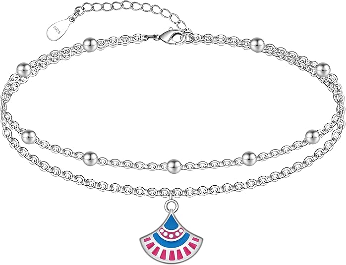 Dainty Anklets S925 Sterling Silver Summer Layered Anklet Bracelet Adjustable Multilayer Beach Anklet Bracelet Foot Jewelry for Women 10-11 Inches JL-020