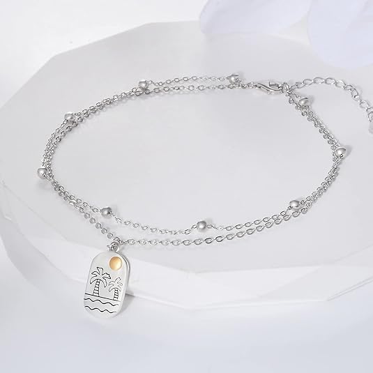 Dainty Anklets S925 Sterling Silver Summer Layered Anklet Bracelet Adjustable Multilayer Beach Anklet Bracelet Foot Jewelry for Women 10-11 Inches JL-020