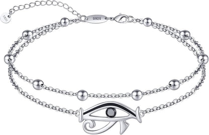 Dainty Anklets S925 Sterling Silver Summer Layered Anklet Bracelet Adjustable Multilayer Beach Anklet Bracelet Foot Jewelry for Women 10-11 Inches JL-020