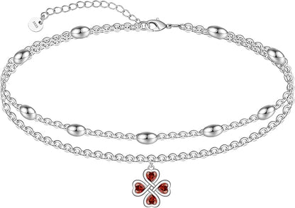 Dainty Anklets S925 Sterling Silver Summer Layered Anklet Bracelet Adjustable Multilayer Beach Anklet Bracelet Foot Jewelry for Women 10-11 Inches JL-020