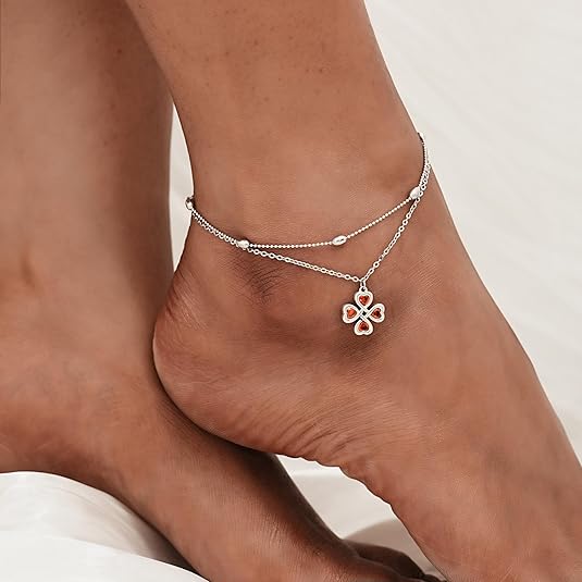 Dainty Anklets S925 Sterling Silver Summer Layered Anklet Bracelet Adjustable Multilayer Beach Anklet Bracelet Foot Jewelry for Women 10-11 Inches JL-020