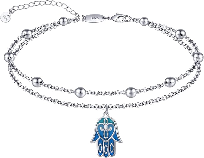 Dainty Anklets S925 Sterling Silver Summer Layered Anklet Bracelet Adjustable Multilayer Beach Anklet Bracelet Foot Jewelry for Women 10-11 Inches JL-020