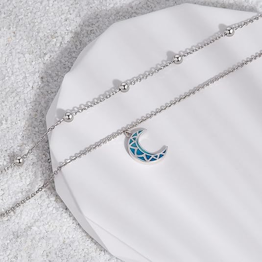 Dainty Anklets S925 Sterling Silver Summer Layered Anklet Bracelet Adjustable Multilayer Beach Anklet Bracelet Foot Jewelry for Women 10-11 Inches JL-020