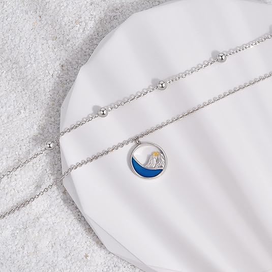 Dainty Anklets S925 Sterling Silver Summer Layered Anklet Bracelet Adjustable Multilayer Beach Anklet Bracelet Foot Jewelry for Women 10-11 Inches JL-020