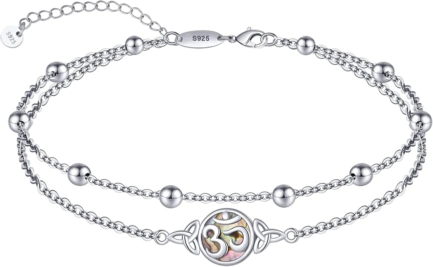 Dainty Anklets S925 Sterling Silver Summer Layered Anklet Bracelet Adjustable Multilayer Beach Anklet Bracelet Foot Jewelry for Women 10-11 Inches JL-020