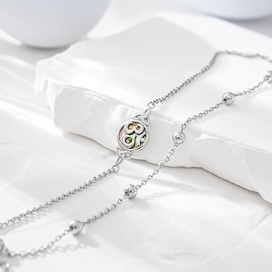 Dainty Anklets S925 Sterling Silver Summer Layered Anklet Bracelet Adjustable Multilayer Beach Anklet Bracelet Foot Jewelry for Women 10-11 Inches JL-020