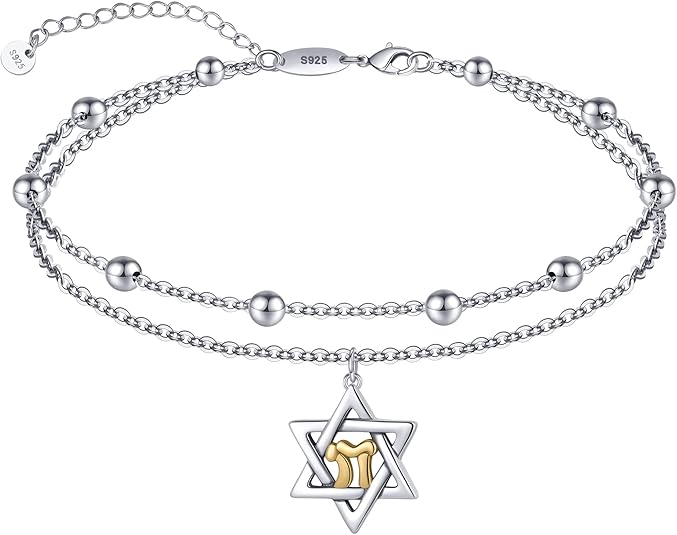 Dainty Anklets S925 Sterling Silver Summer Layered Anklet Bracelet Adjustable Multilayer Beach Anklet Bracelet Foot Jewelry for Women 10-11 Inches JL-020