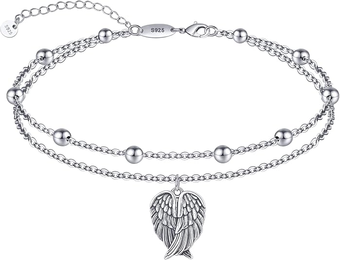 Dainty Anklets S925 Sterling Silver Summer Layered Anklet Bracelet Adjustable Multilayer Beach Anklet Bracelet Foot Jewelry for Women 10-11 Inches JL-020