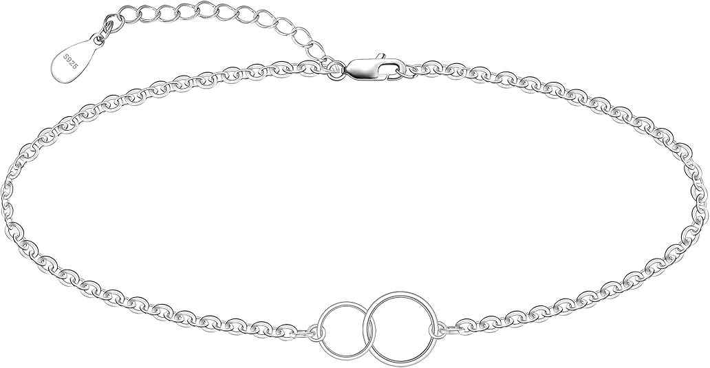 925 Sterling Silver Ankle Bracelet Multilayer Anklets for Women Satellite, Star, Cross, Circle, Butterfly, Teardrop, Oval Disk Layered Anklet Beach Jewelry JL-023
