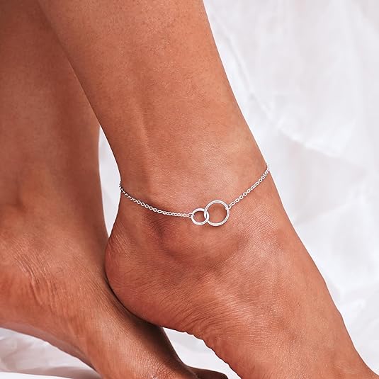 925 Sterling Silver Ankle Bracelet Multilayer Anklets for Women Satellite, Star, Cross, Circle, Butterfly, Teardrop, Oval Disk Layered Anklet Beach Jewelry JL-023
