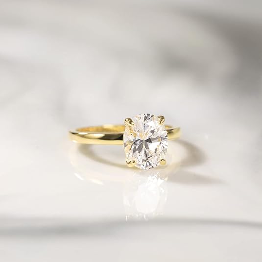 925 Sterling Silver Engagement Rings Oval Cut Solitaire Cubic Zirconia JZ-034