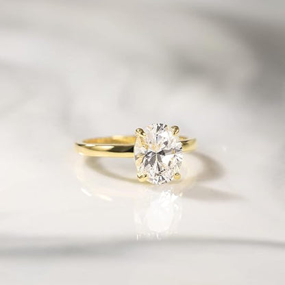 925 Sterling Silver Engagement Rings Oval Cut Solitaire Cubic Zirconia JZ-034