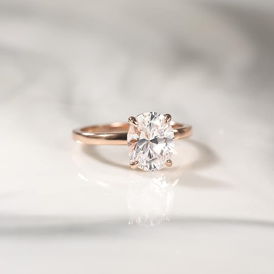 925 Sterling Silver Engagement Rings Oval Cut Solitaire Cubic Zirconia JZ-034