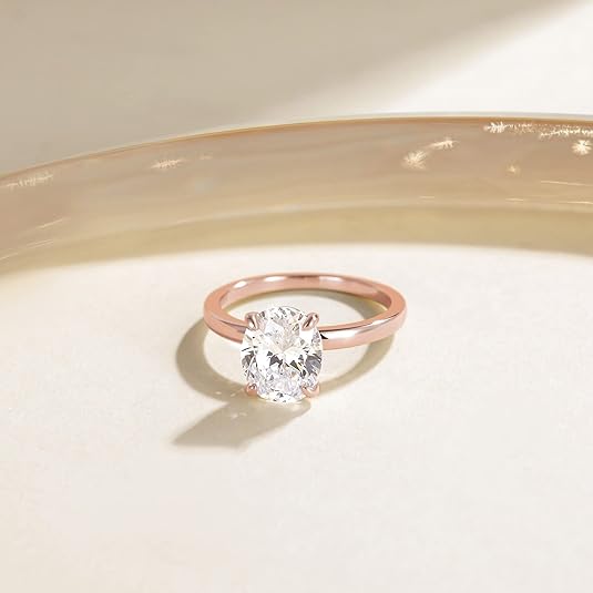 925 Sterling Silver Engagement Rings Oval Cut Solitaire Cubic Zirconia JZ-034