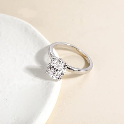 925 Sterling Silver Engagement Rings Oval Cut Solitaire Cubic Zirconia JZ-034