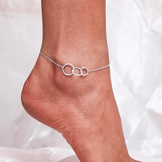 925 Sterling Silver Ankle Bracelet Multilayer Anklets for Women Satellite, Star, Cross, Circle, Butterfly, Teardrop, Oval Disk Layered Anklet Beach Jewelry JL-025
