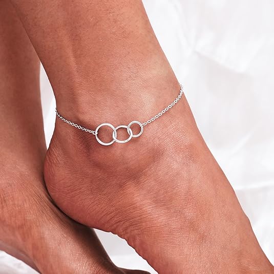 925 Sterling Silver Ankle Bracelet Multilayer Anklets for Women Satellite, Star, Cross, Circle, Butterfly, Teardrop, Oval Disk Layered Anklet Beach Jewelry JL-025