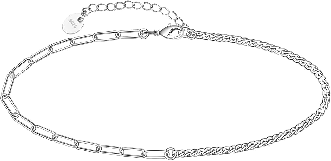 925 Sterling Silver Ankle Bracelet Multilayer Anklets for Women Satellite, Star, Cross, Circle, Butterfly, Teardrop, Oval Disk Layered Anklet Beach Jewelry JL-026