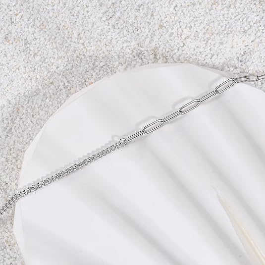 925 Sterling Silver Ankle Bracelet Multilayer Anklets for Women Satellite, Star, Cross, Circle, Butterfly, Teardrop, Oval Disk Layered Anklet Beach Jewelry JL-026