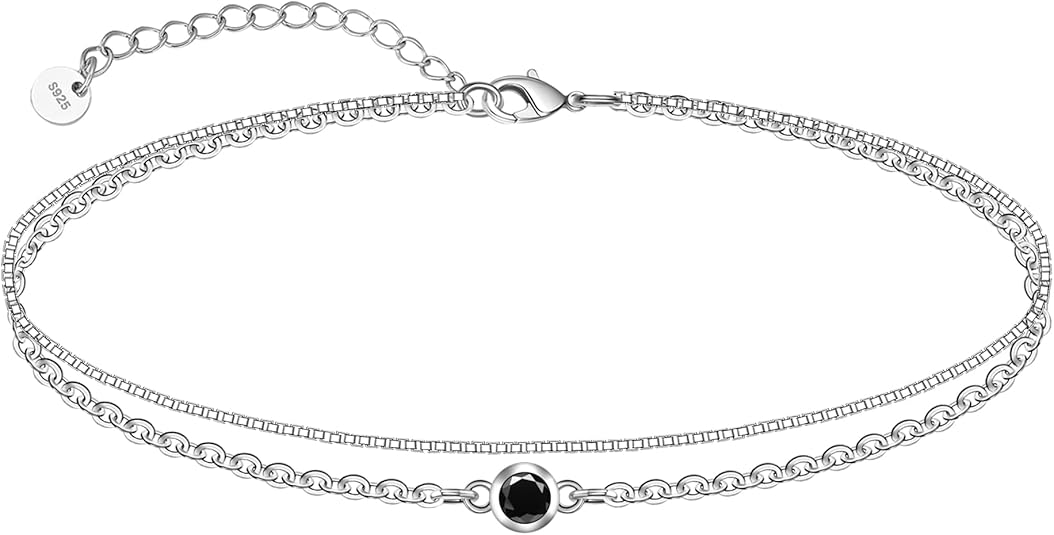 925 Sterling Silver Ankle Bracelet Multilayer Anklets for Women Satellite, Star, Cross, Circle, Butterfly, Teardrop, Oval Disk Layered Anklet Beach Jewelry JL-027