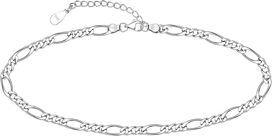 925 Sterling Silver Ankle Bracelet Multilayer Anklets for Women Satellite, Star, Cross, Circle, Butterfly, Teardrop, Oval Disk Layered Anklet Beach Jewelry JL-028