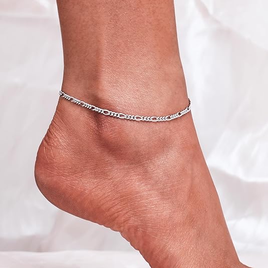 925 Sterling Silver Ankle Bracelet Multilayer Anklets for Women Satellite, Star, Cross, Circle, Butterfly, Teardrop, Oval Disk Layered Anklet Beach Jewelry JL-028