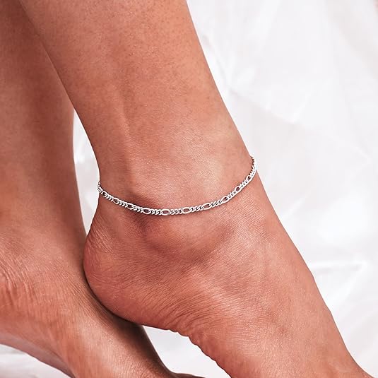 925 Sterling Silver Ankle Bracelet Multilayer Anklets for Women Satellite, Star, Cross, Circle, Butterfly, Teardrop, Oval Disk Layered Anklet Beach Jewelry JL-028