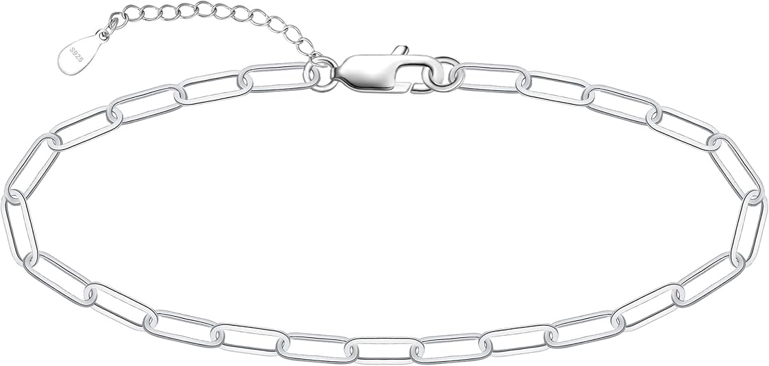 925 Sterling Silver Ankle Bracelet Multilayer Anklets for Women Satellite, Star, Cross, Circle, Butterfly, Teardrop, Oval Disk Layered Anklet Beach Jewelry JL-030