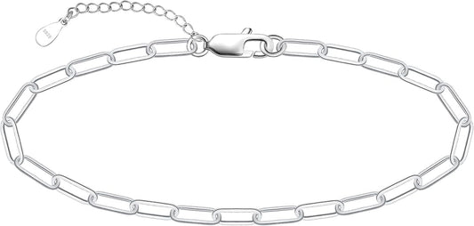 925 Sterling Silver Ankle Bracelet Multilayer Anklets for Women Satellite, Star, Cross, Circle, Butterfly, Teardrop, Oval Disk Layered Anklet Beach Jewelry JL-030