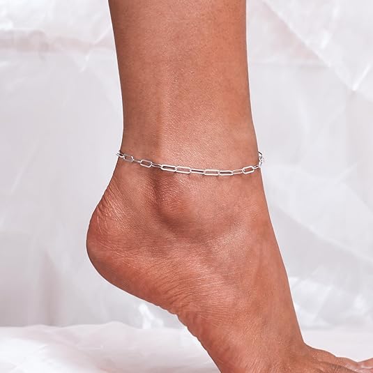 925 Sterling Silver Ankle Bracelet Multilayer Anklets for Women Satellite, Star, Cross, Circle, Butterfly, Teardrop, Oval Disk Layered Anklet Beach Jewelry JL-030