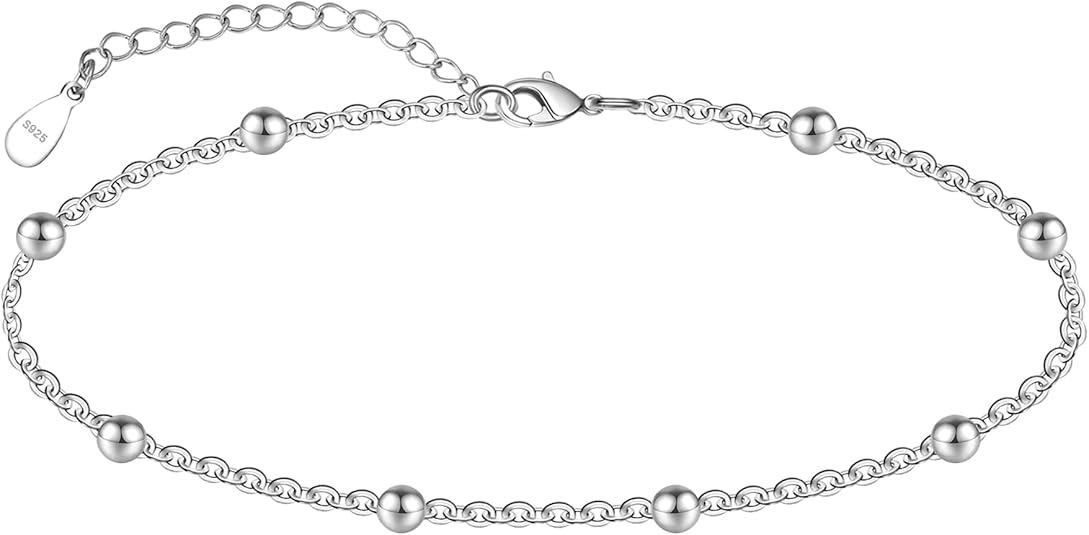 925 Sterling Silver Ankle Bracelet Multilayer Anklets for Women Satellite, Star, Cross, Circle, Butterfly, Teardrop, Oval Disk Layered Anklet Beach Jewelry JL-031