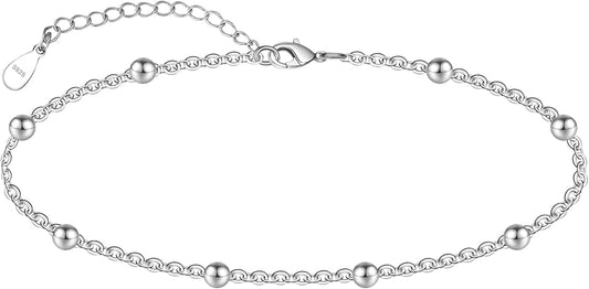 925 Sterling Silver Ankle Bracelet Multilayer Anklets for Women Satellite, Star, Cross, Circle, Butterfly, Teardrop, Oval Disk Layered Anklet Beach Jewelry JL-031