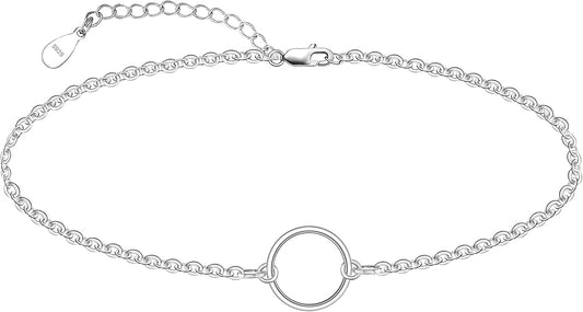 925 Sterling Silver Ankle Bracelet Multilayer Anklets for Women Satellite, Star, Cross, Circle, Butterfly, Teardrop, Oval Disk Layered Anklet Beach Jewelry JL-032