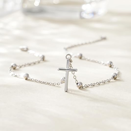 925 Sterling Silver Ankle Bracelet Multilayer Anklets for Women Satellite, Star, Cross, Circle, Butterfly, Teardrop, Oval Disk Layered Anklet Beach Jewelry JL-033