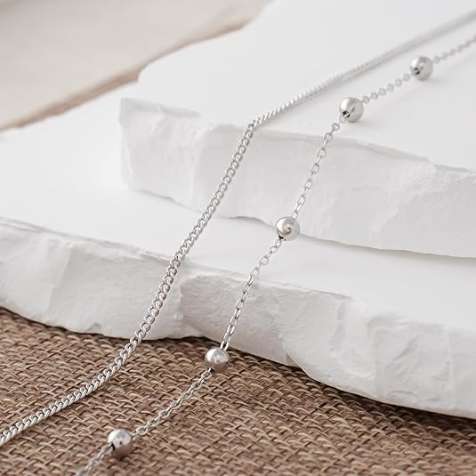 925 Sterling Silver Ankle Bracelet Multilayer Anklets for Women Satellite, Star, Cross, Circle, Butterfly, Teardrop, Oval Disk Layered Anklet Beach Jewelry JL-036