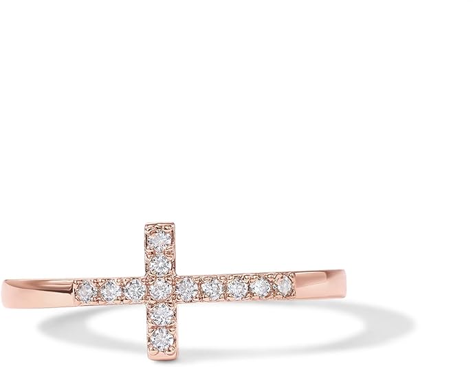 14K Gold Plated Cubic Zirconia Cross Ring JZ-036