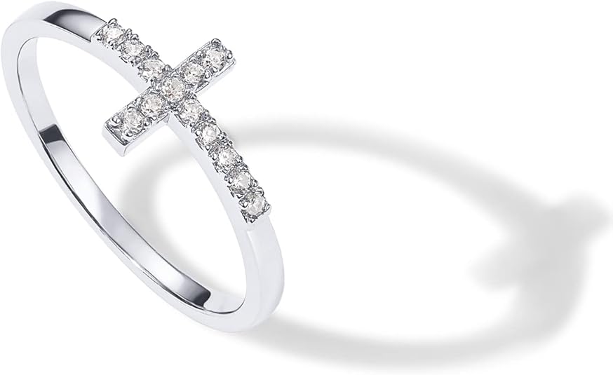 14K Gold Plated Cubic Zirconia Cross Ring JZ-036