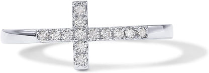 14K Gold Plated Cubic Zirconia Cross Ring JZ-036