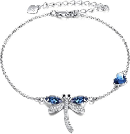 Beads Anklet Sterling Silver Dragonfly Ankle Bracelets Jewelry for Women Gifts JL-038