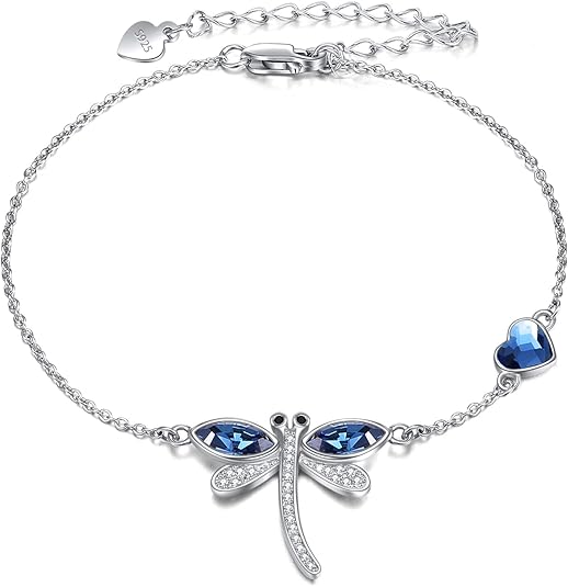 Beads Anklet Sterling Silver Dragonfly Ankle Bracelets Jewelry for Women Gifts JL-038