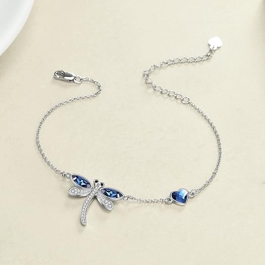 Beads Anklet Sterling Silver Dragonfly Ankle Bracelets Jewelry for Women Gifts JL-038