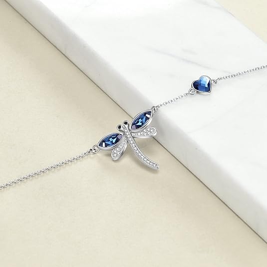 Beads Anklet Sterling Silver Dragonfly Ankle Bracelets Jewelry for Women Gifts JL-038