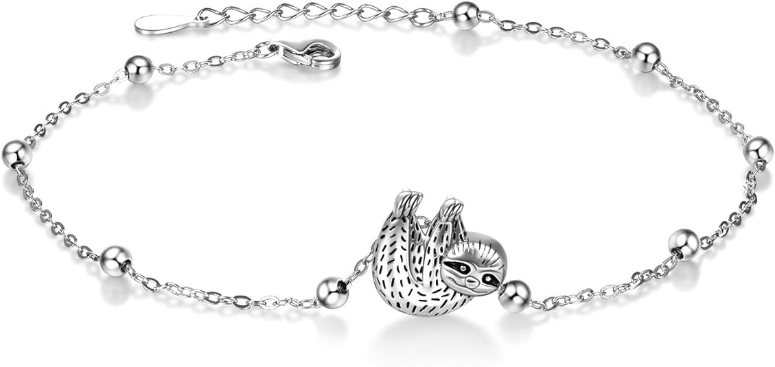 Beads Anklet Sterling Silver Sloth Ankle Bracelets Jewelry for Women Gifts JL-040