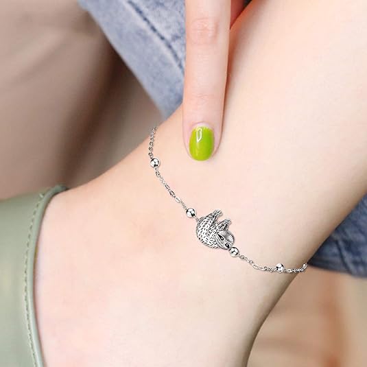 Beads Anklet Sterling Silver Sloth Ankle Bracelets Jewelry for Women Gifts JL-040