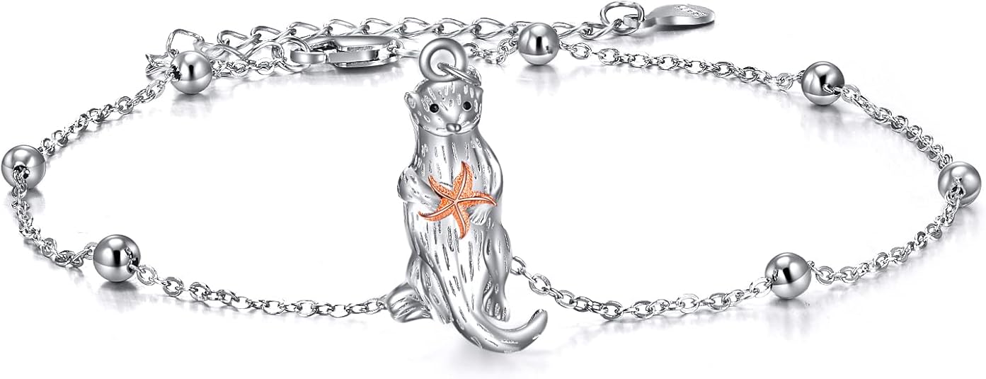 Beads Anklet Sterling Silver Otter Ankle Bracelets Jewelry for Women Gifts JL-041