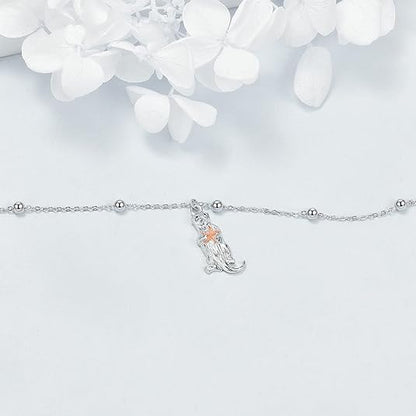 Beads Anklet Sterling Silver Otter Ankle Bracelets Jewelry for Women Gifts JL-041