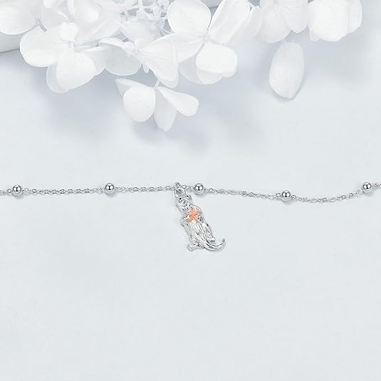 Beads Anklet Sterling Silver Otter Ankle Bracelets Jewelry for Women Gifts JL-041