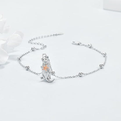Beads Anklet Sterling Silver Otter Ankle Bracelets Jewelry for Women Gifts JL-041