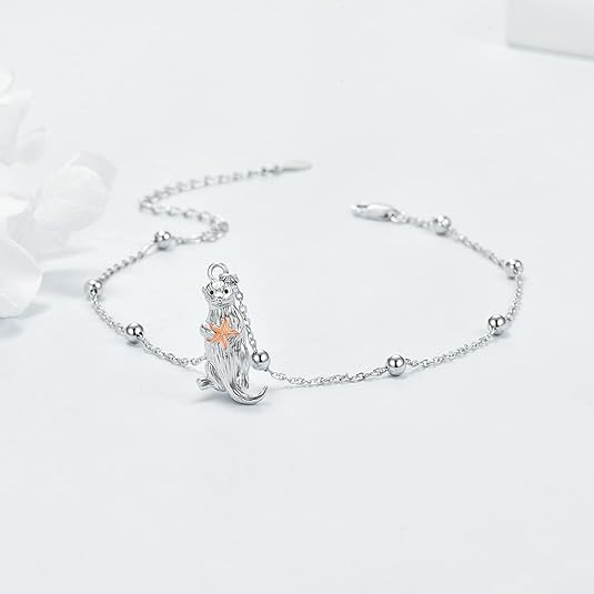 Beads Anklet Sterling Silver Otter Ankle Bracelets Jewelry for Women Gifts JL-041