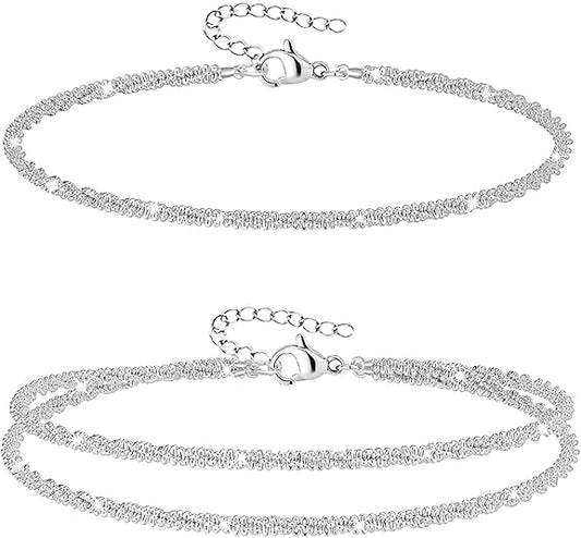 4-6PCS Ankle Bracelets Set for Women Gold Boho Beach Anklet Chain Adjustable Foot Jewelry for Women Extremely Simple Style JL-042